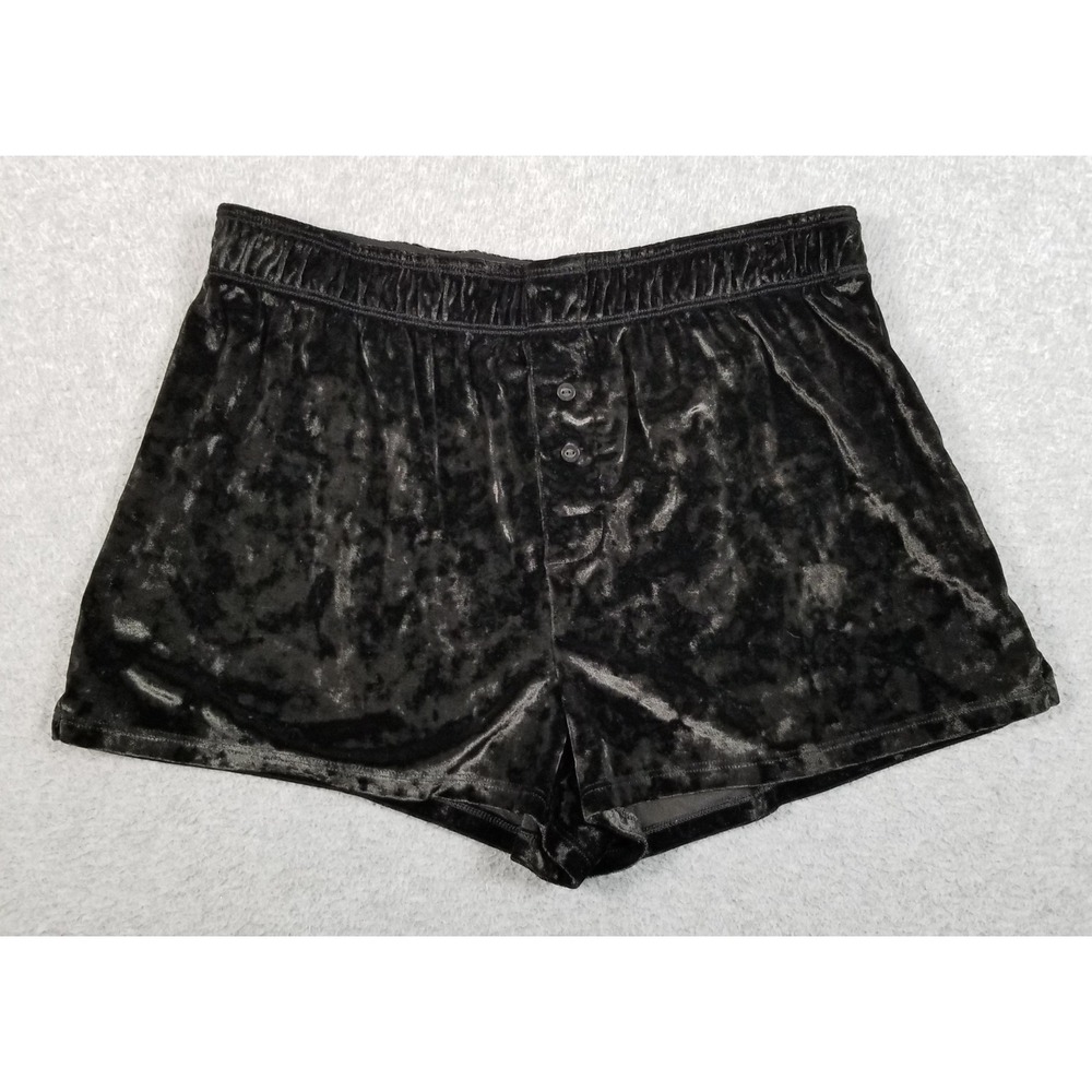 Victoria's Secret PINK Velvet Sleep Shorts Womens XS Black Lounge Pajamas Soft